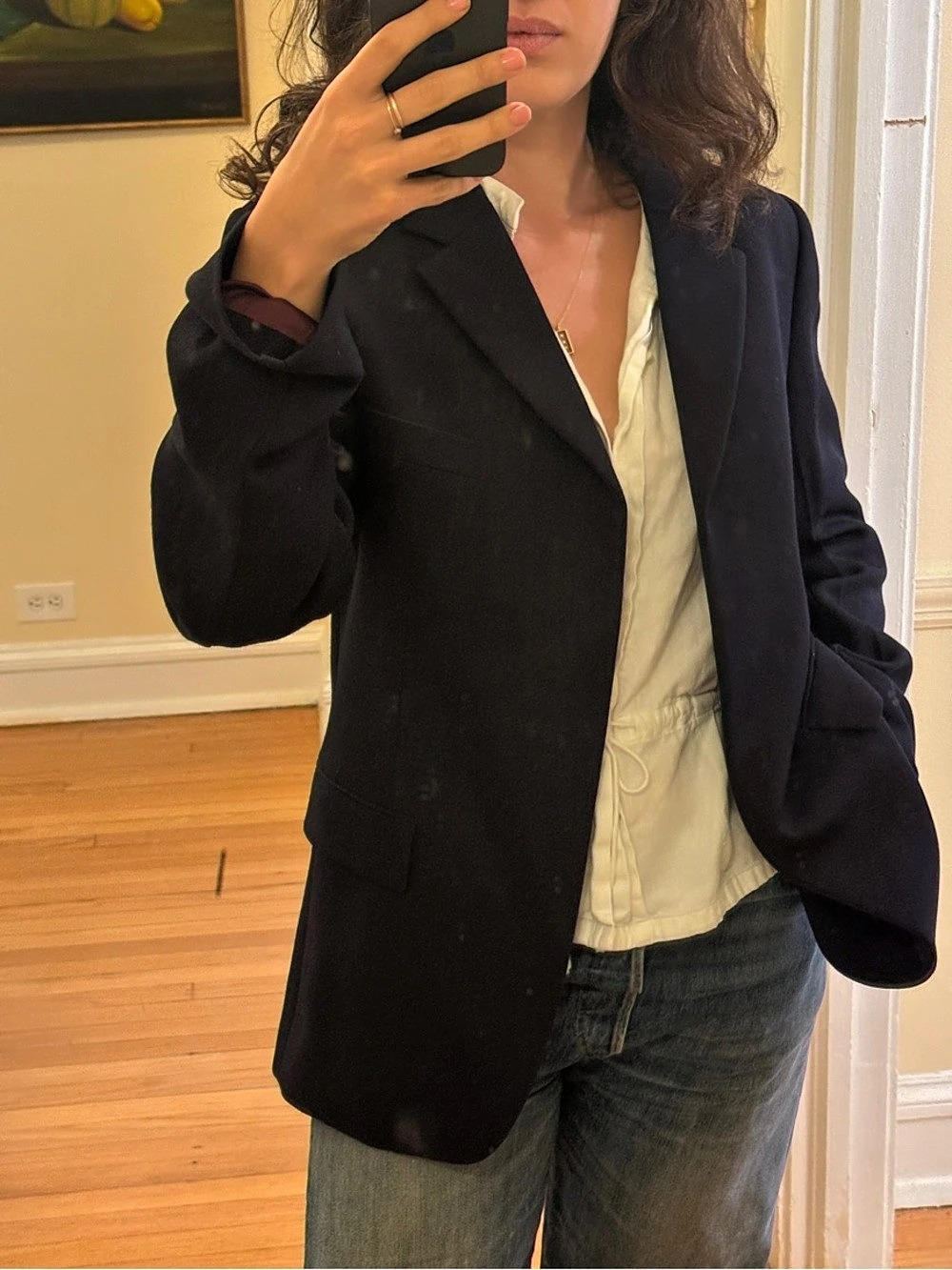 Victoria Beckham Jacket Wool Blazer in Navy Size Medium NWT